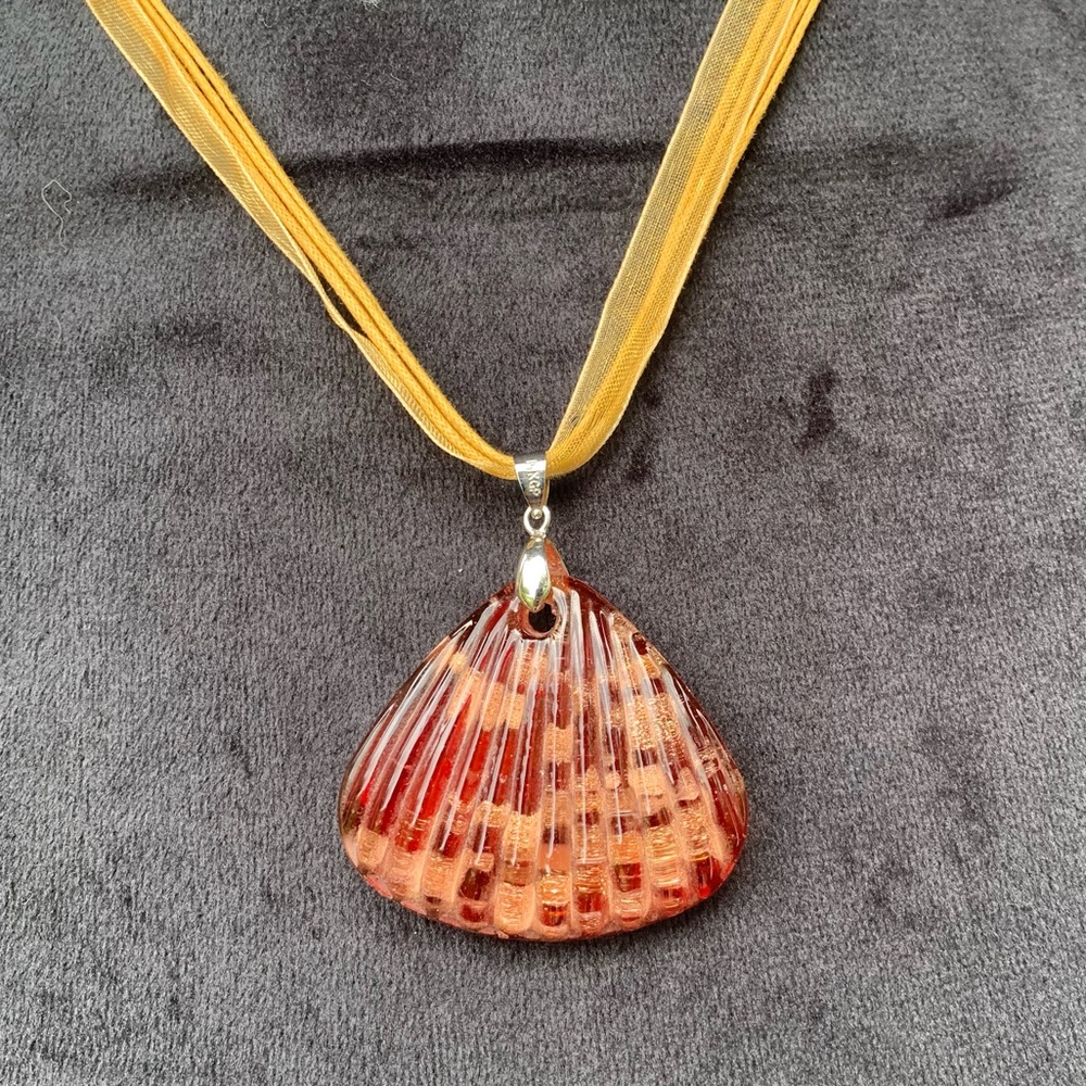 Mermaidcore Boho Glam Shell Pendant and Ribbon Necklace